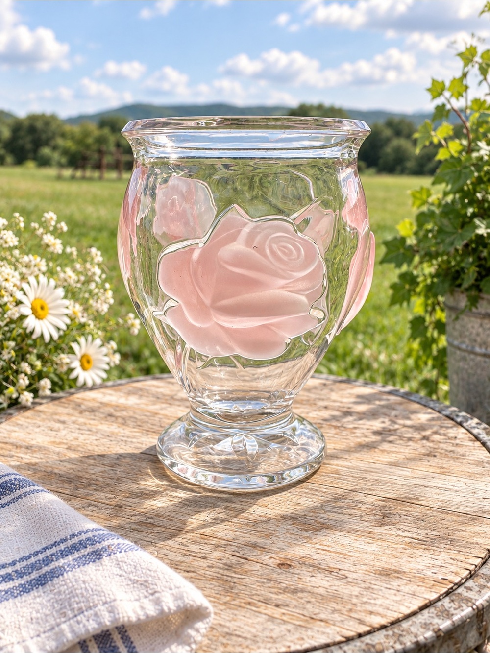 Teleflora Glass Vase with Frosted Pink Flowers